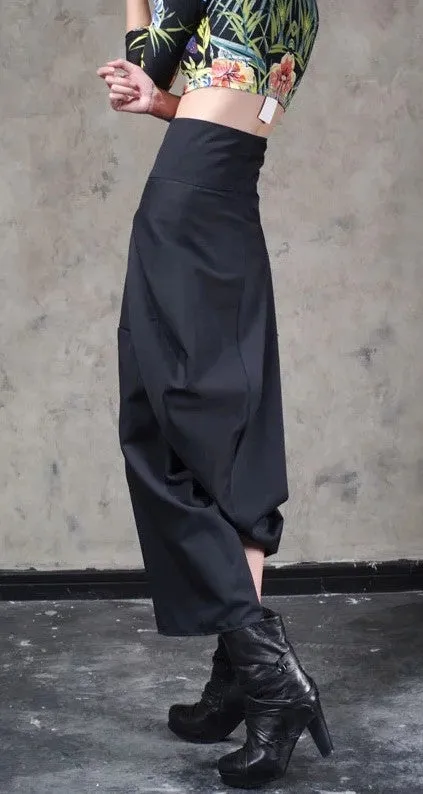 Original Design High Waist Wide Leg Culottes Big Crotch Harem Pants