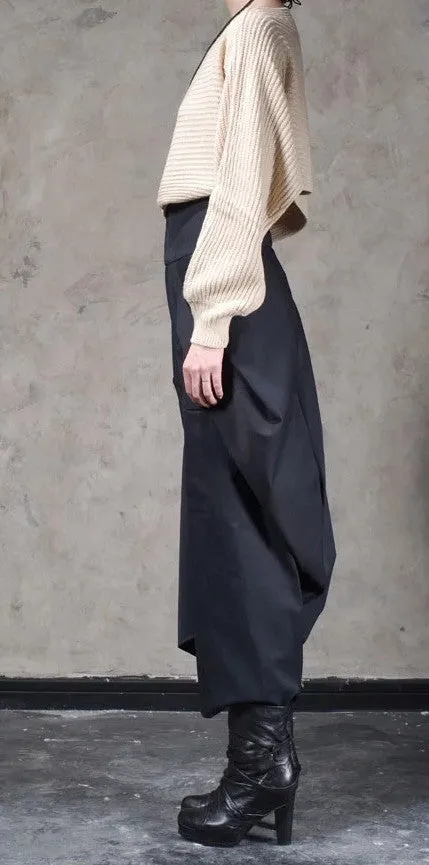 Original Design High Waist Wide Leg Culottes Big Crotch Harem Pants