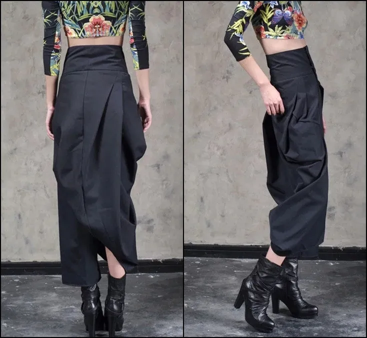 Original Design High Waist Wide Leg Culottes Big Crotch Harem Pants