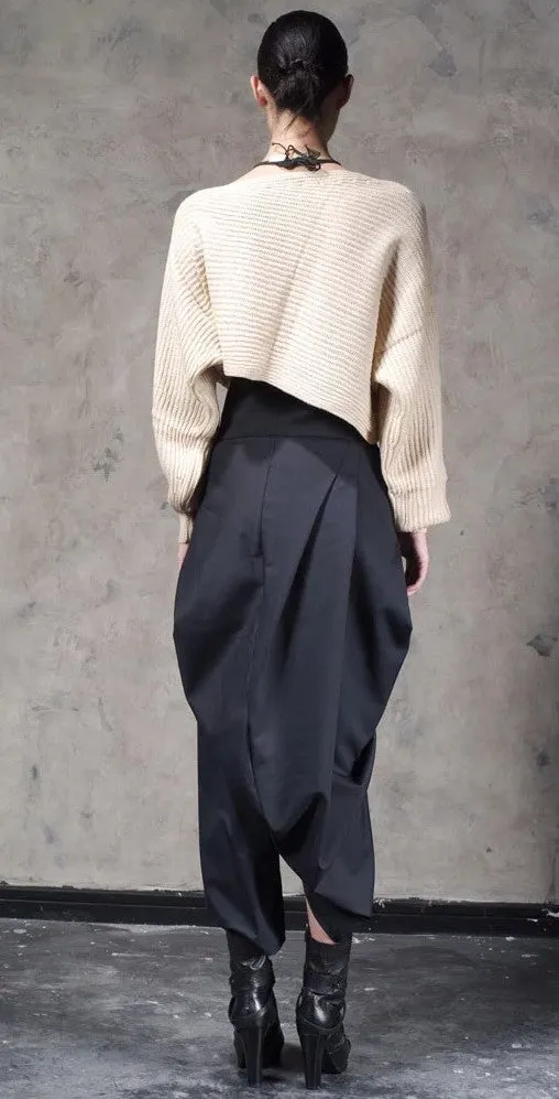 Original Design High Waist Wide Leg Culottes Big Crotch Harem Pants