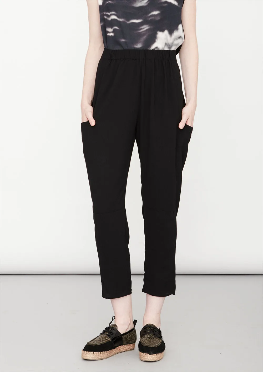 PANTS LOOSE ELASTIC BLACK PLAIN