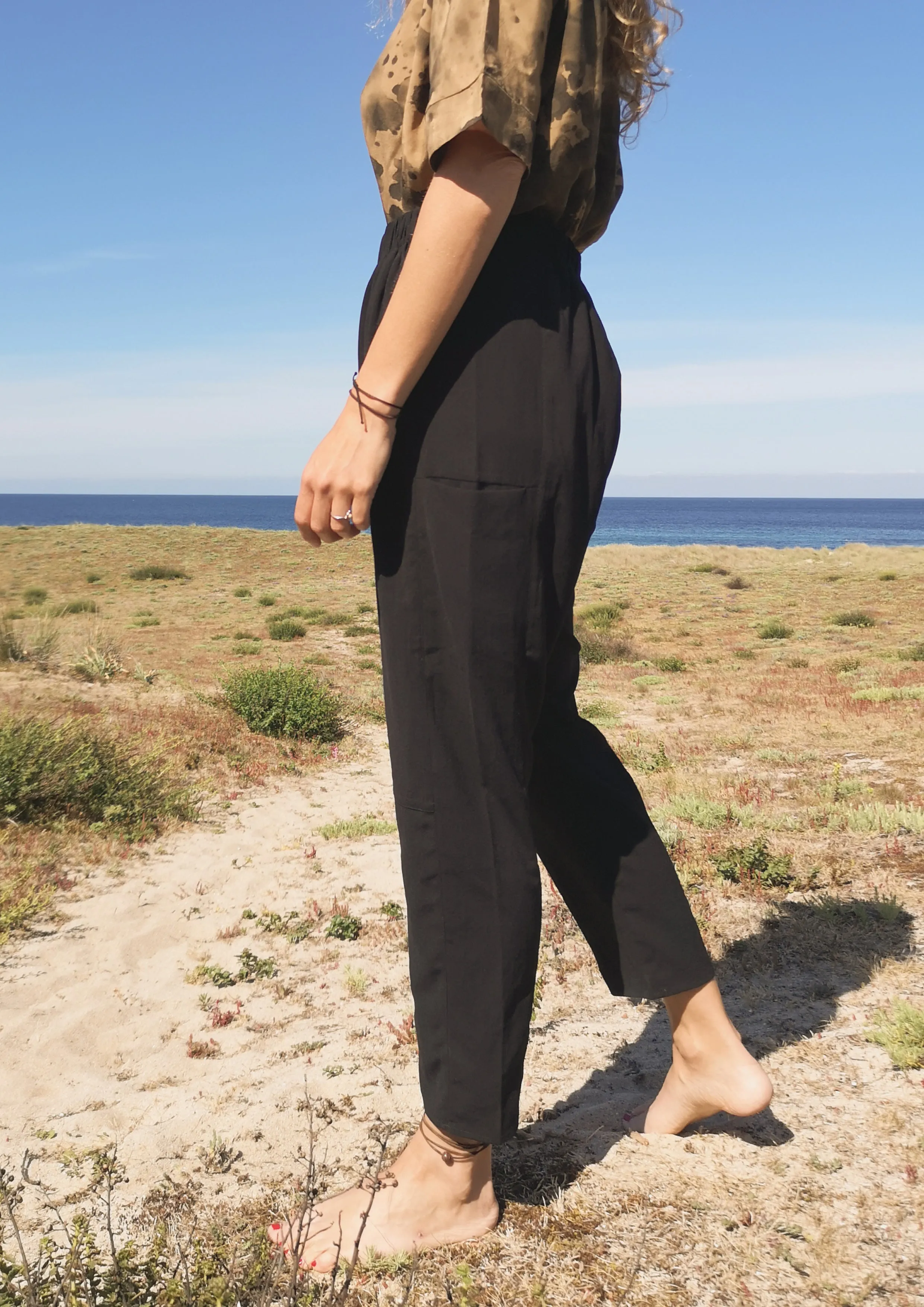 PANTS LOOSE ELASTIC BLACK PLAIN