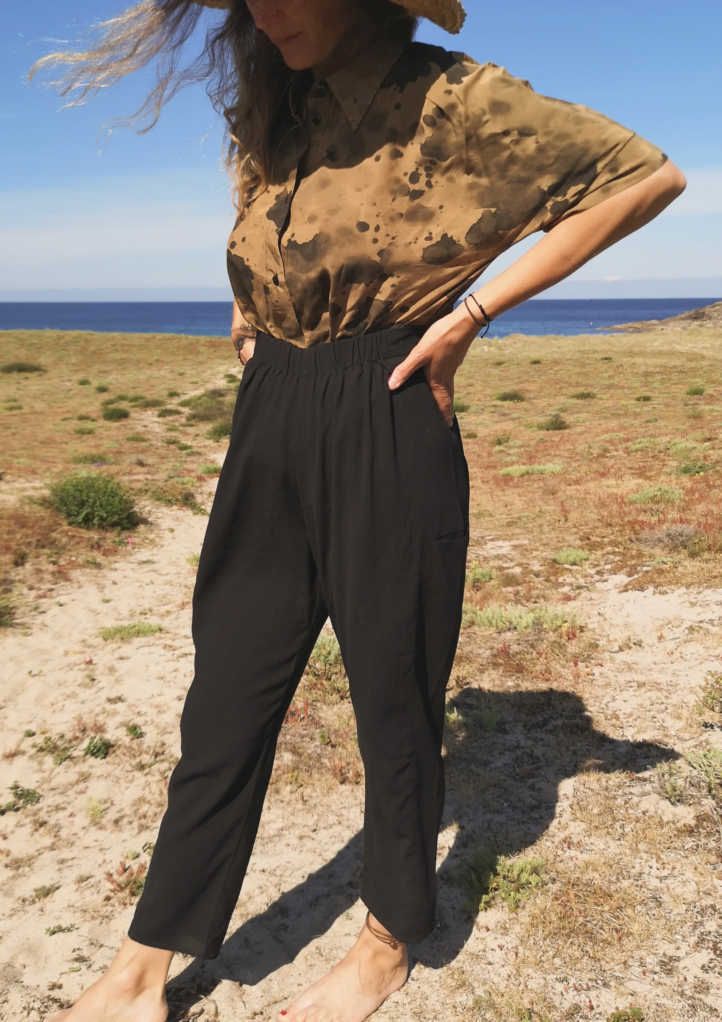 PANTS LOOSE ELASTIC BLACK PLAIN