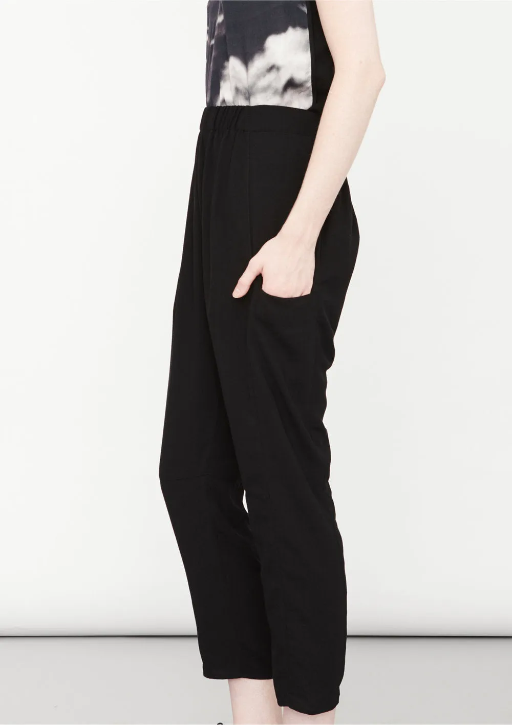 PANTS LOOSE ELASTIC BLACK PLAIN