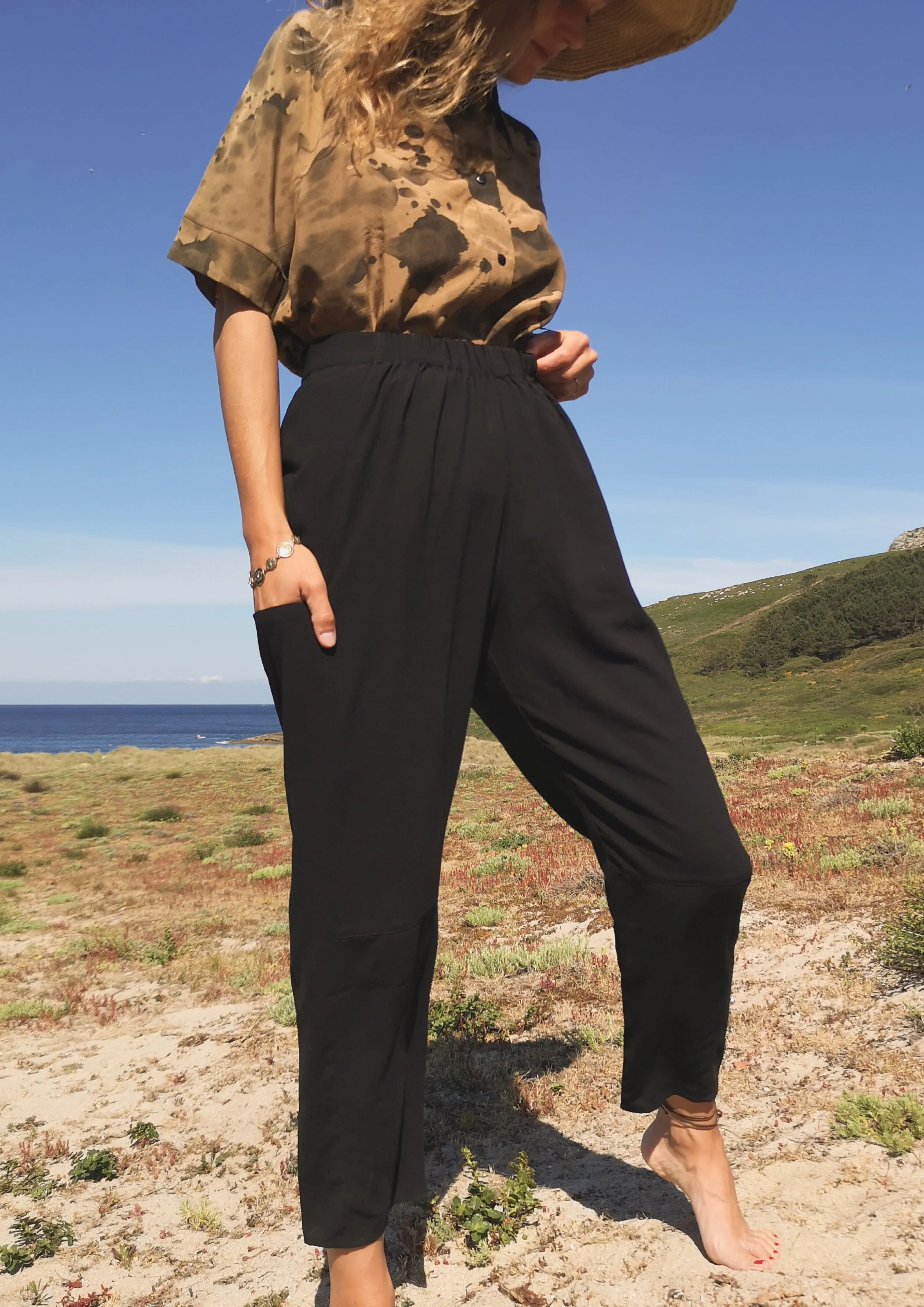 PANTS LOOSE ELASTIC BLACK PLAIN