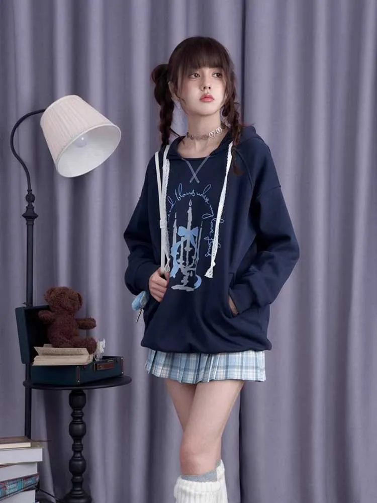 Printed hooded long sleeve casual sweatshirt【s0000010690】