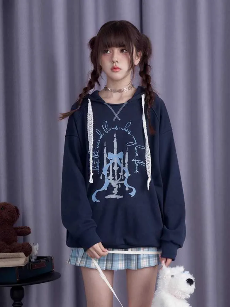 Printed hooded long sleeve casual sweatshirt【s0000010690】