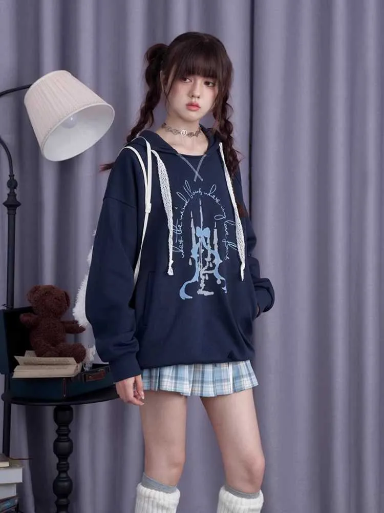 Printed hooded long sleeve casual sweatshirt【s0000010690】
