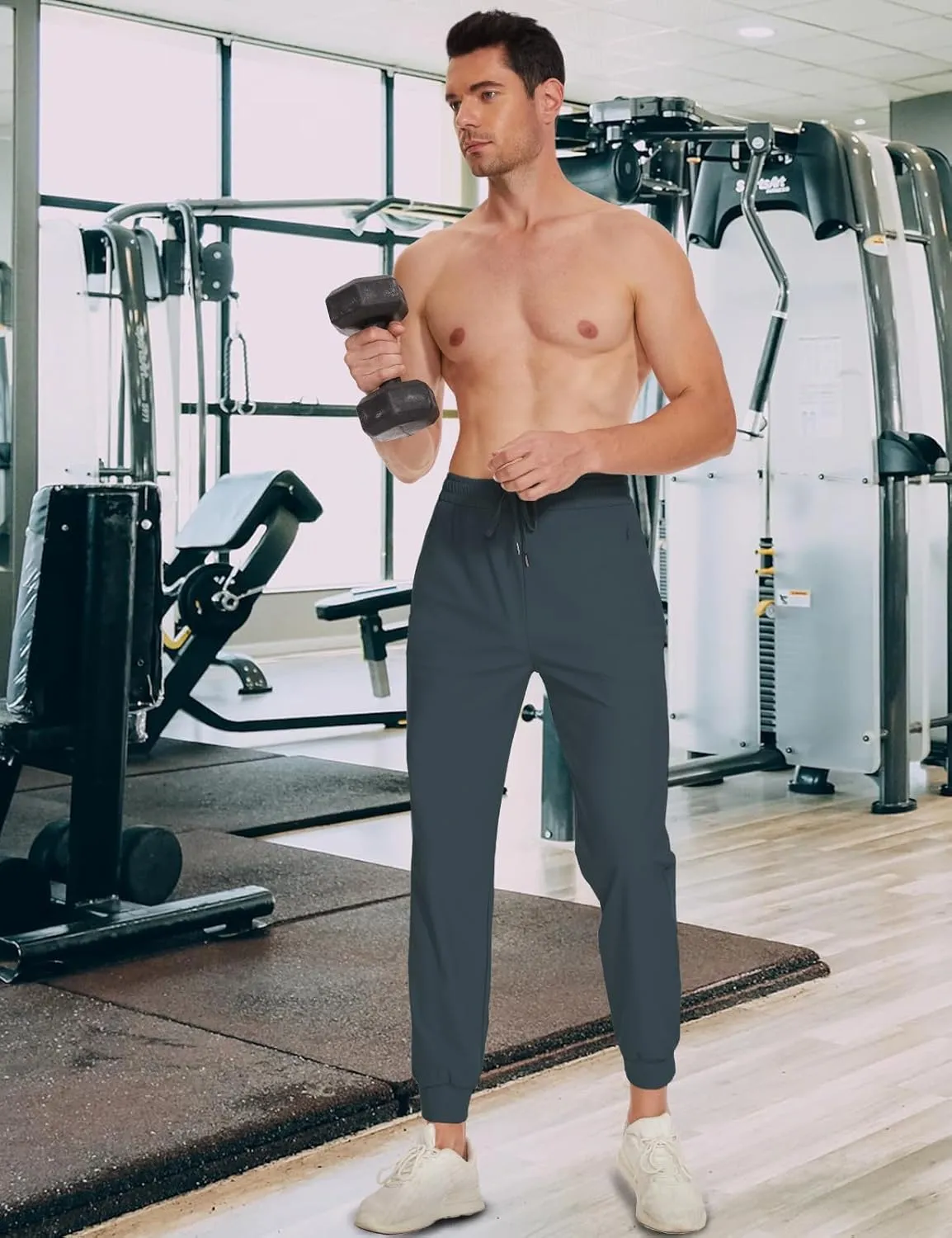 SEVEGO Men's 31"/33"/35"/37" Tall Inseam Joggers Lightweight Sweatpants 3 Zipper Pocket Tapered Athletic Workout Gym Pant