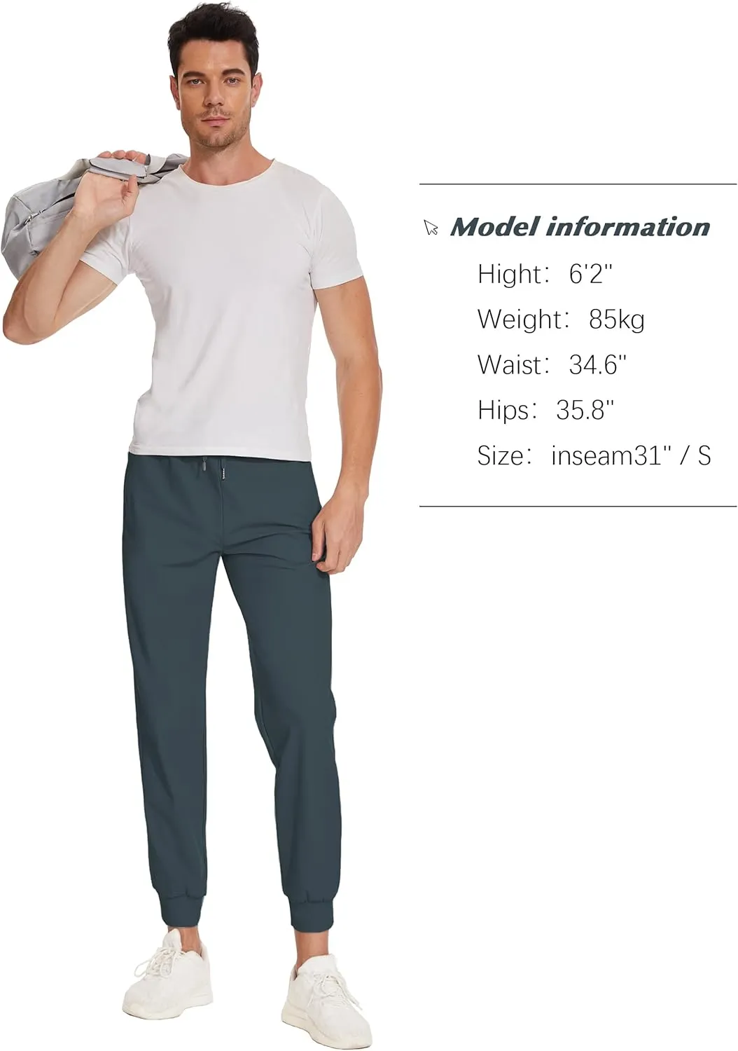 SEVEGO Men's 31"/33"/35"/37" Tall Inseam Joggers Lightweight Sweatpants 3 Zipper Pocket Tapered Athletic Workout Gym Pant