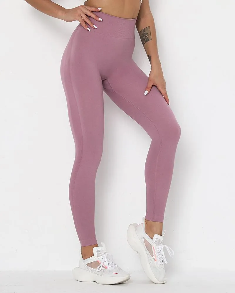 Solid High Elastic High Waist Active Pants