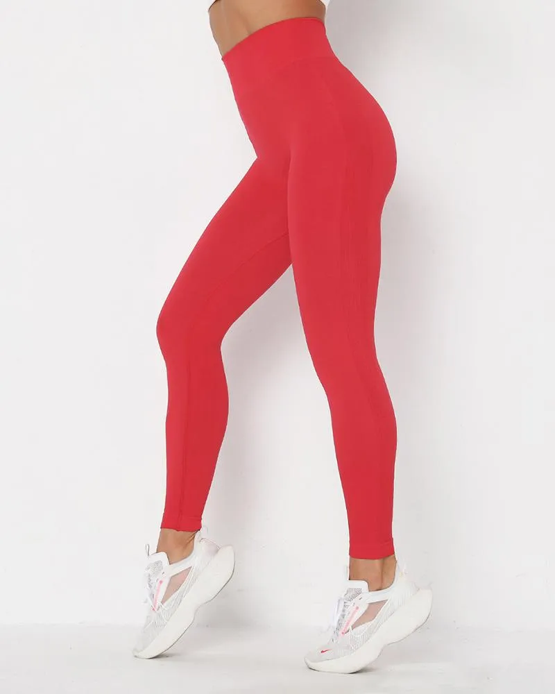 Solid High Elastic High Waist Active Pants