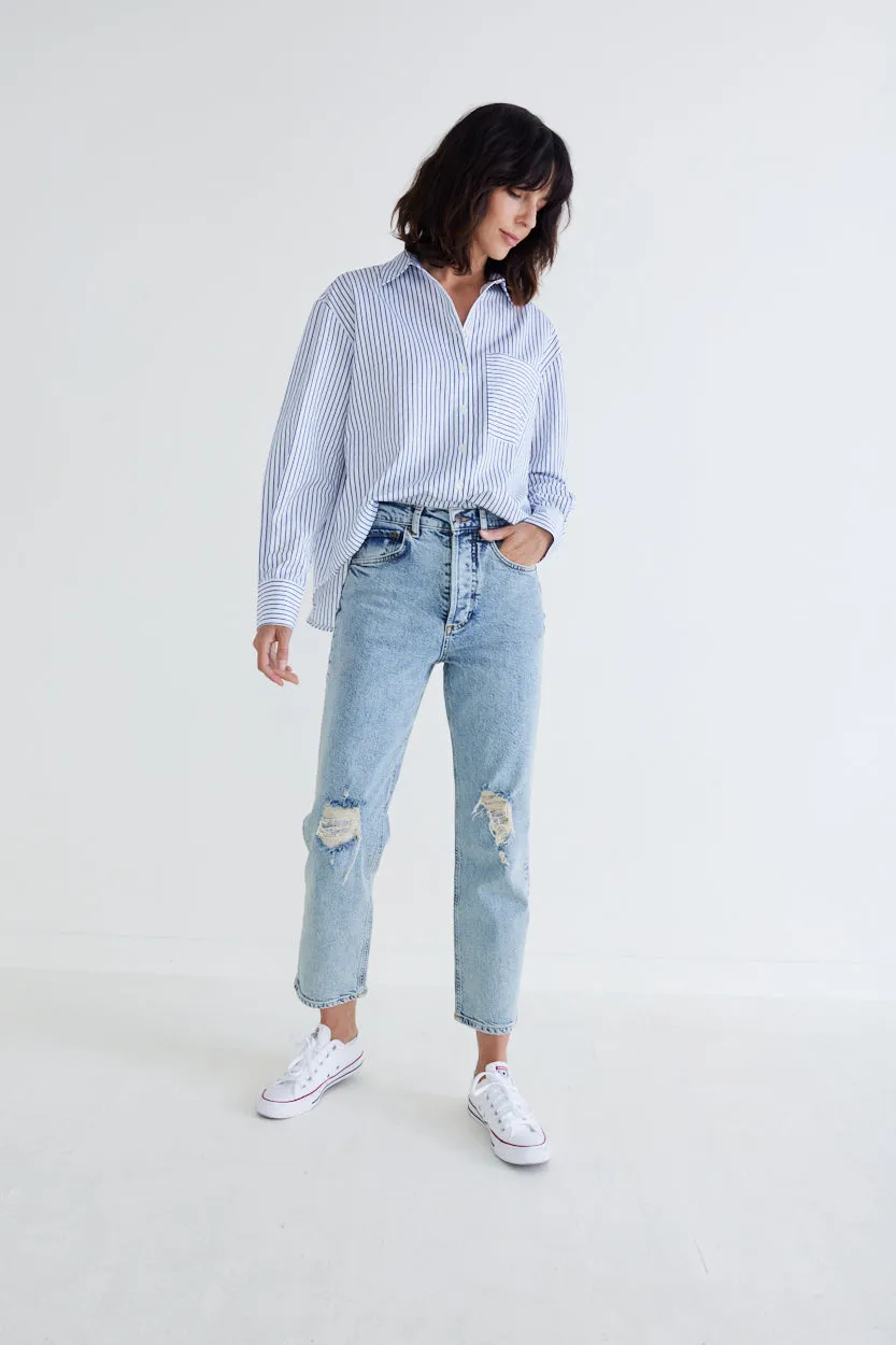 Top of the Line Long Sleeve Poplin Top