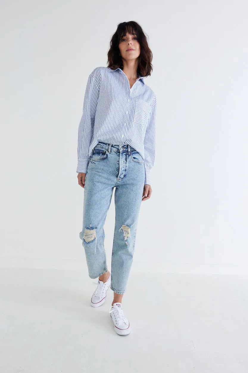 Top of the Line Long Sleeve Poplin Top