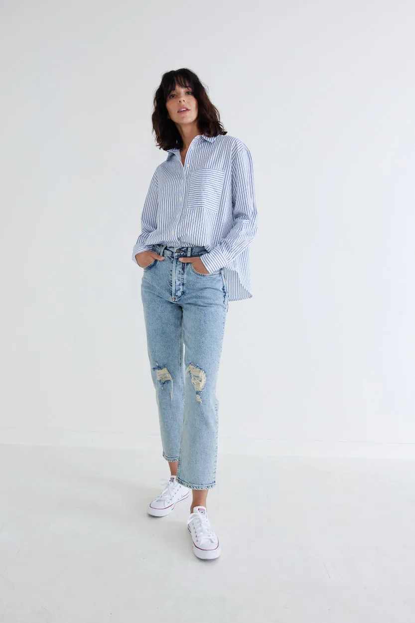 Top of the Line Long Sleeve Poplin Top