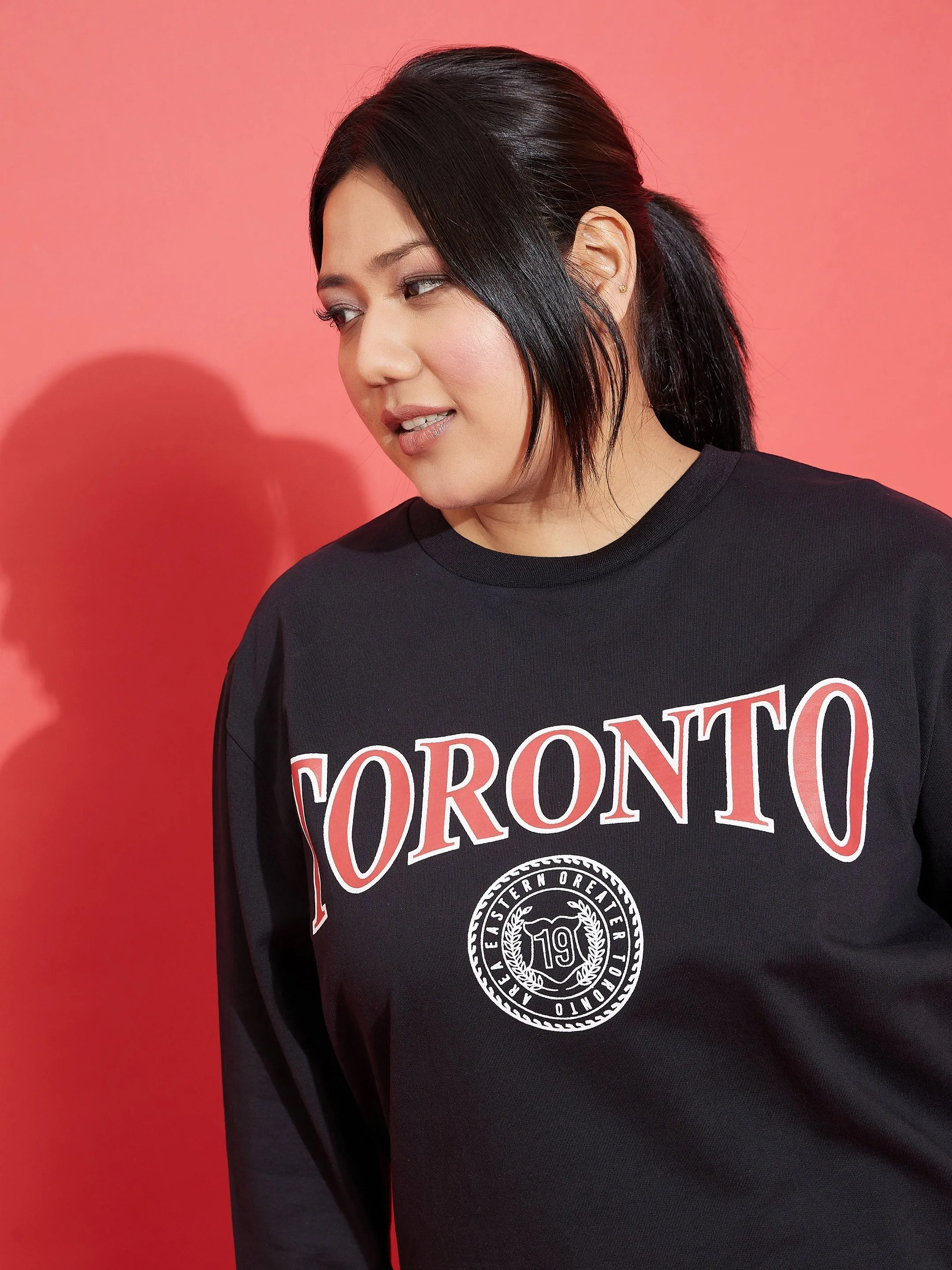 Women Black TORONTO Terry Sweatshirt With Track Pants