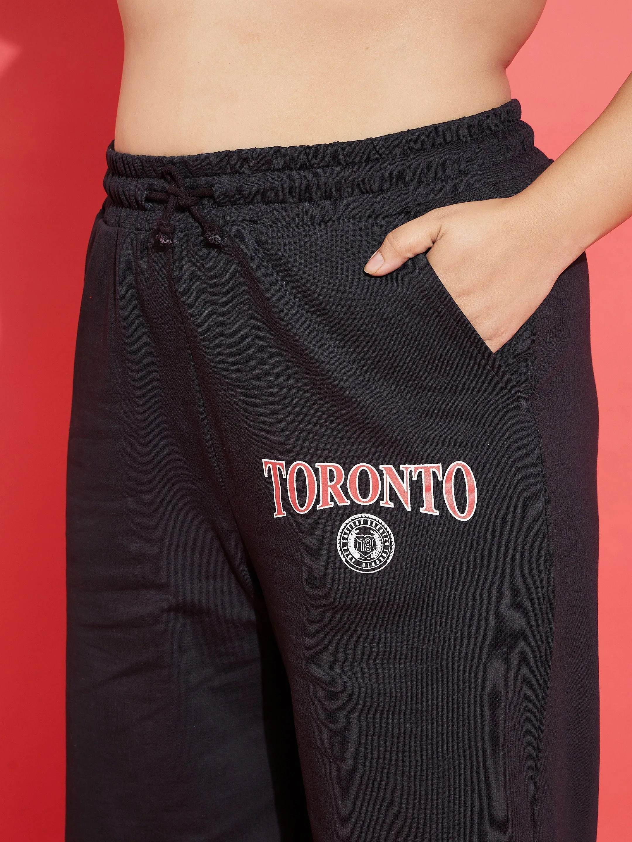 Women Black TORONTO Terry Sweatshirt With Track Pants