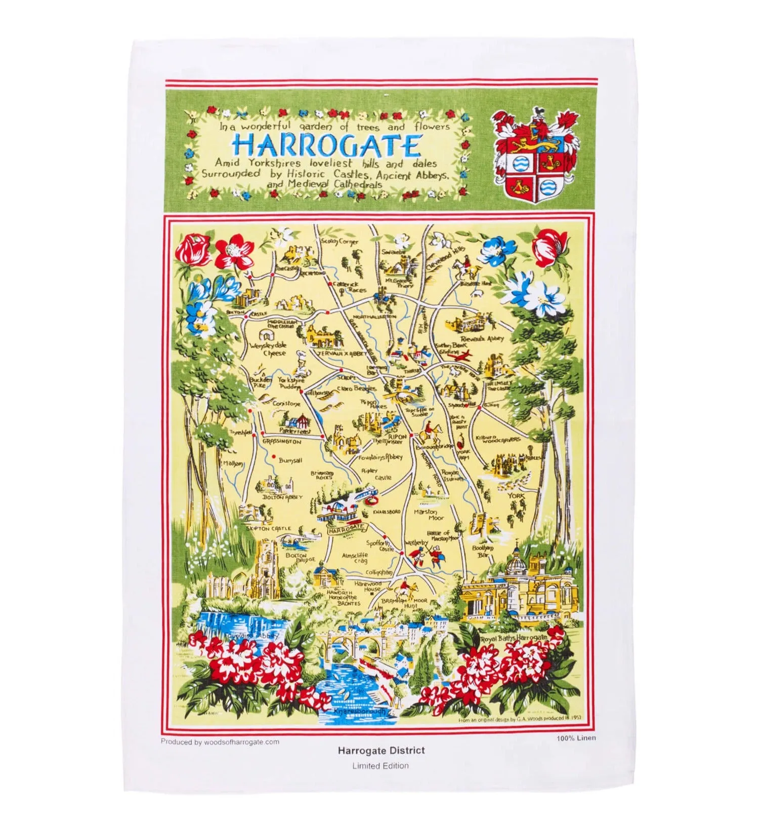 Woods Harrogate District Limited Edition Irish Linen Tea Towel