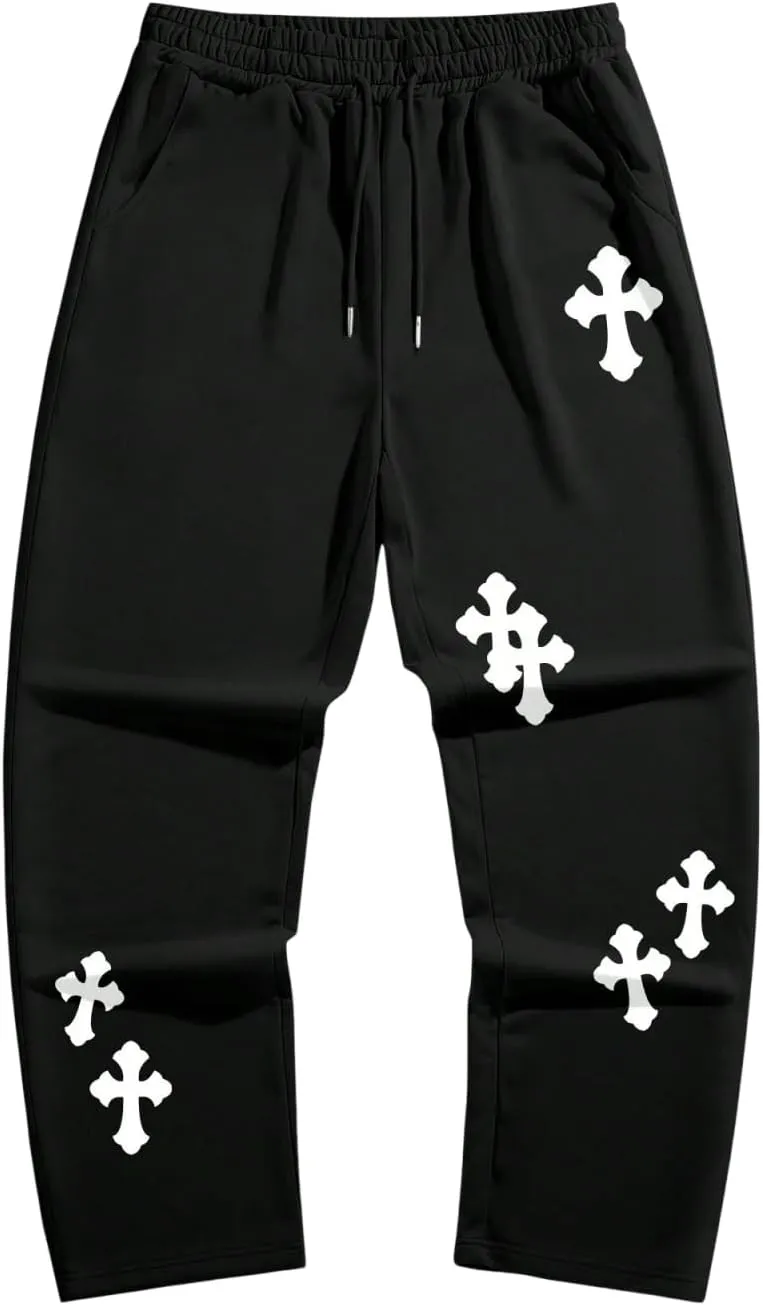 ZAFUL Mens Wide Leg Sweatpants Casual Straight Baggy Drawstring Open Bottom Loose Fit Workout Jogger Track Pants with Pockets